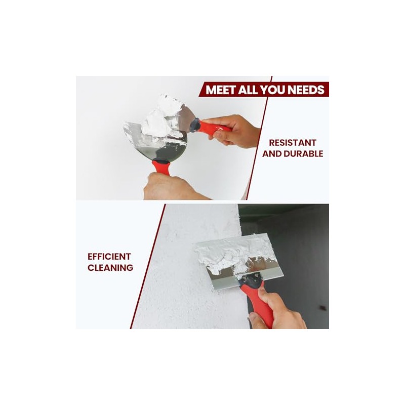 10Pcs Drywall Tool Kit, Stainless Steel Putty Knife Set with