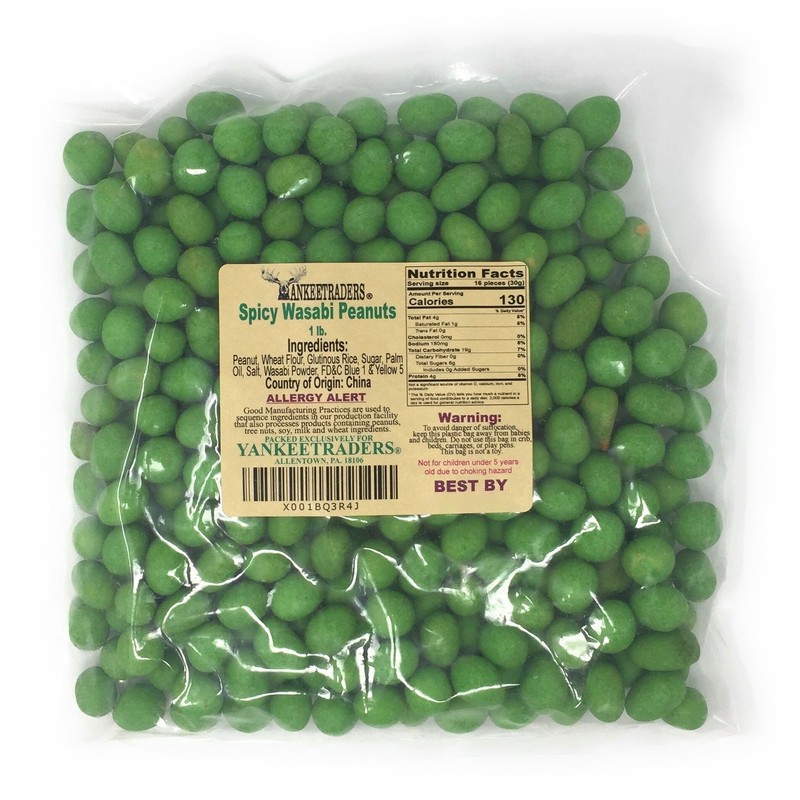 YANKEETRADERS Brand Spicy Wasabi Coated Peanuts - 1 POUND