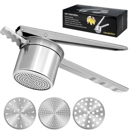 Potato Ricer 15oz, Heavy Duty Stainless Steel Potato Masher and Ricer for Mashed Potatoes,with 3 Interchangeable Discs, Potato Press Kitchen Tool for Mashed