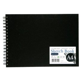 Elements A4 Wire-O Sketch Book | 50 Sheets (100 Sides) | 180 GSM Acid-Free Paper | Perforated Pages – Ideal for Mixed Media Art (Black Cover)