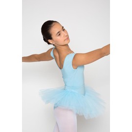 tanzmuster Ballet Skirt Girls Tutu - Pia - Three Layers Tulle - Soft Cotton Waistband - Ballet Tutu Skirt for Children, lightblue