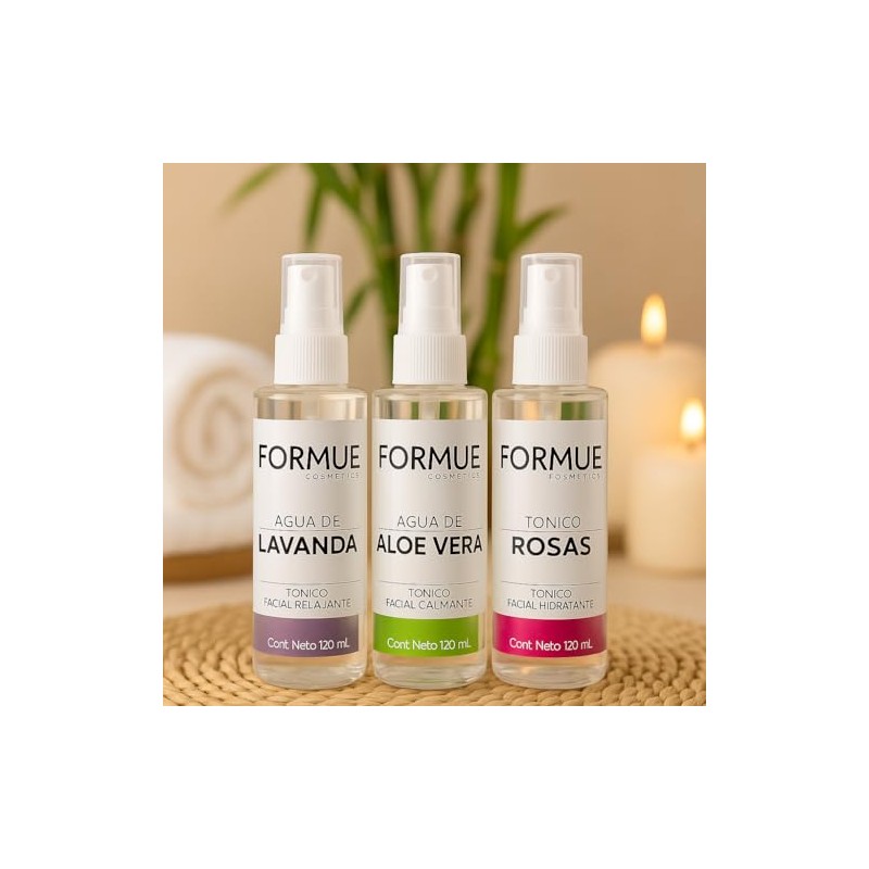 Kit de aguas aloe vera, rosas y lavanda Formue 120