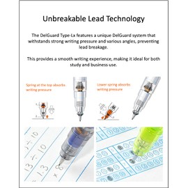 Delguard ZEBRA Type Lx 0.3 and 0.3 HB leads, qullity original Black slim pen case (White), 1 Count (Pack of 5)