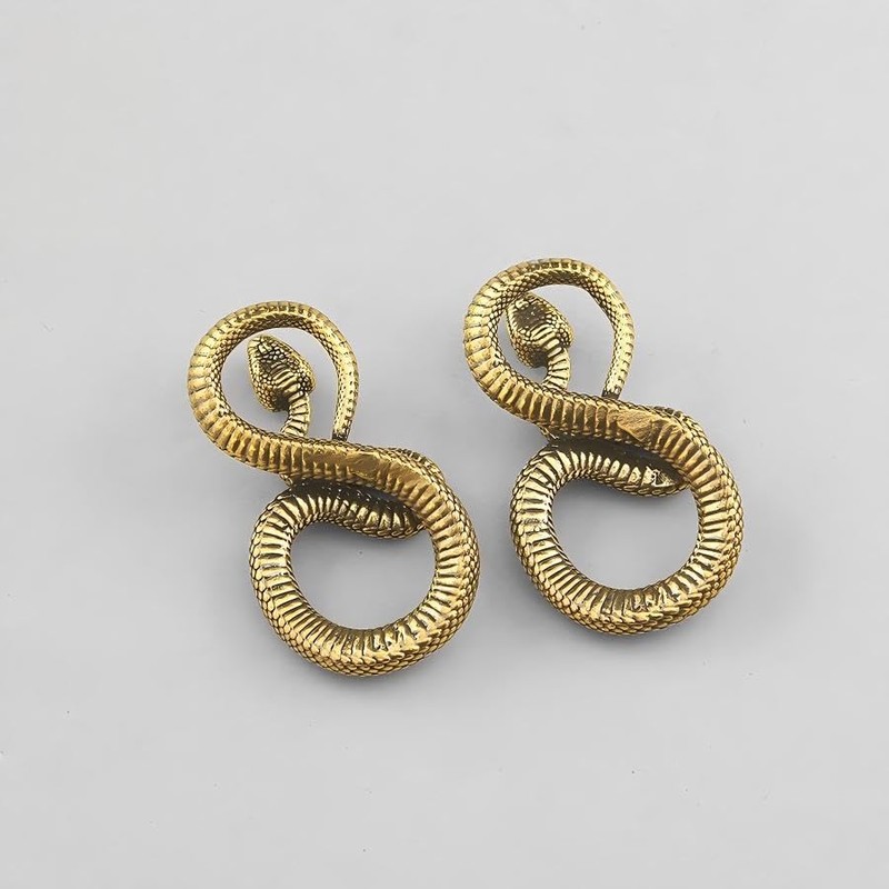 Brass Snake Figurine Miniature Ornament, Handcrafted Decorative Animal Sculpture for