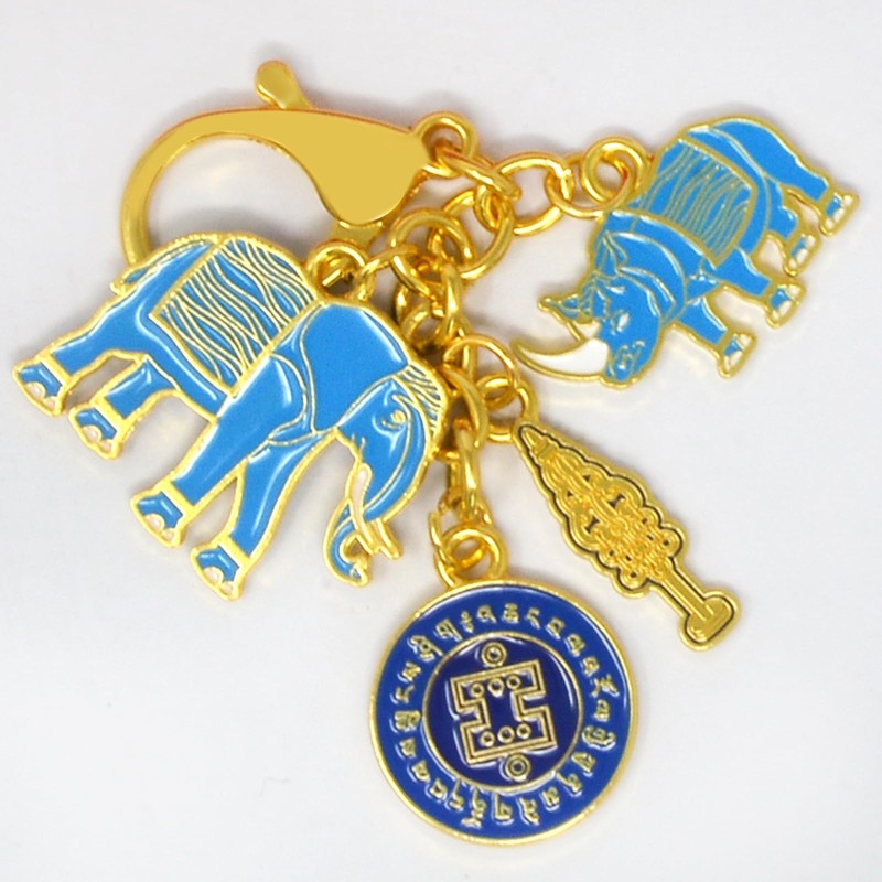 Isui Elephant Rhinoceros Keychain Charm Animal Key Chain Feng Shui