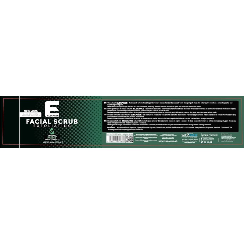 Elegance Natural Face Scrub 16.9 oz mint-based facial scrub to