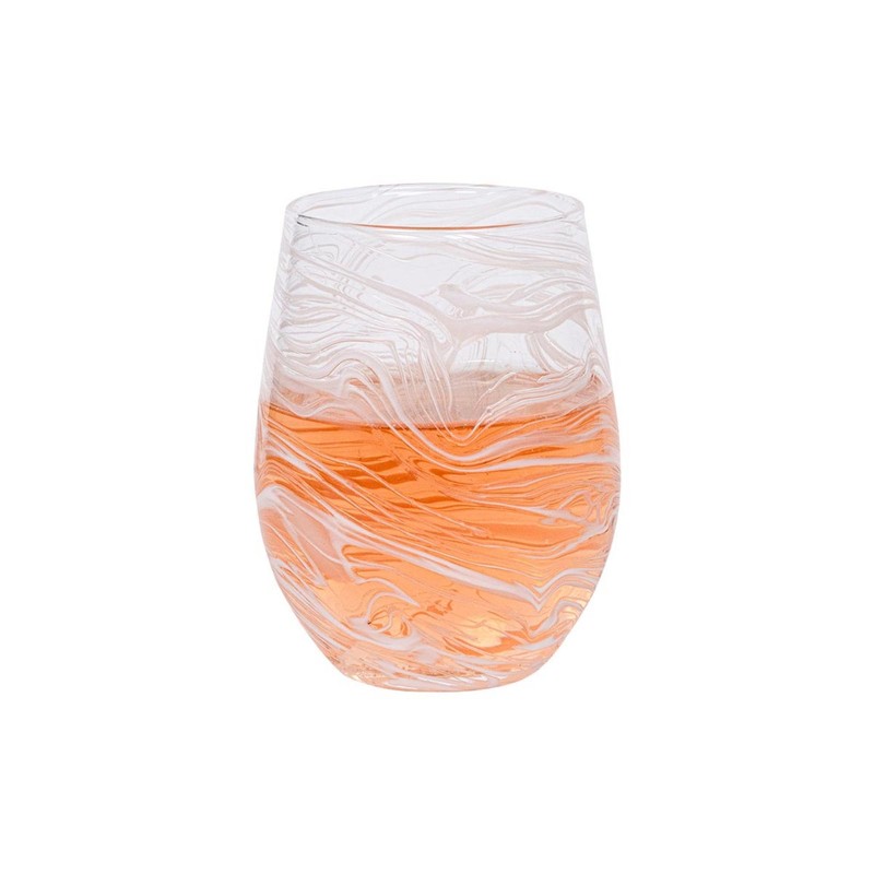 Juliska Puro Marbled Stemless Wine Glass - White