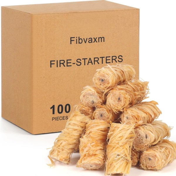 Fibvaxm 100 Counts Fire-Starter, for Campfire - Fireplace - BBQ