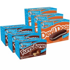 Drake's Variety Pack | Devil Dogs and Funny Bones, 3 Boxes Each, 54 Total Cakes
