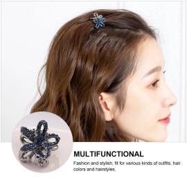 Milisten 2Pcs Mini Hair Claw Clip, Rhinestone Non Slip Jaw Clips, Flower Shape Hair Ac