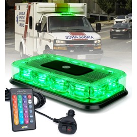 LUMENIX LED Roof Top Strobe Beacon Light Bar Rooftop Security Warning Emergency Flashing Plow Lights for Construction Vehicles Tow Commercial Trucks Postal Cars Snowplow - Green