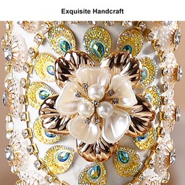 BULUXE 2 Tiered Fruit Bowl for Kitchen Counter, Resin Fruit Basket Plate for Fruit Vegetable Storage Snack Tray Decor with Vase Gold & White (Not Include Artificial Flowers) (White & Gold)