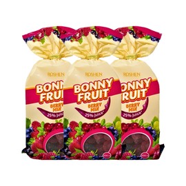 Roshen Bonny Fruit Berry Mix Gummy Candy, Made with 25% Fruit Juice, Kosher, Halal 200grams Pack of 3