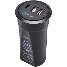 Gonine Desktop Power Grommet with USB, Hidden Power Socket, Desktop Charging Station, with 1 Type C and 2 USB Power Port Connections