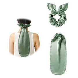 Haarhaube für die Nacht, Seide Mütze für schlafende, Satin Haarhaube 2-in-1, Verstellbar Damen Motorhauben Nacht, für Frauen, Geeignet für Langes Haar (Grün)