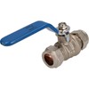 2pk 15mm Lever Ball Valve Blue & Red Handle Brass