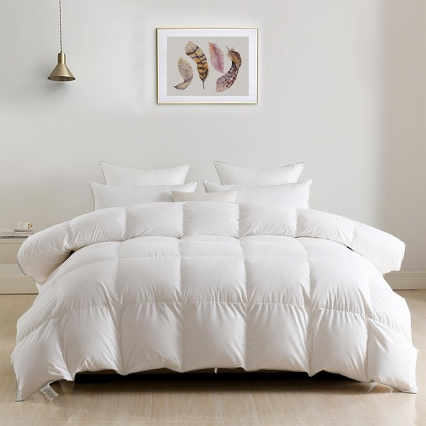 DWR Luxury Feather Down Fiber Comforter King Size, Ultra-Soft Egyptian
