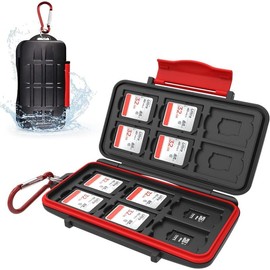 Professional Water-Resistant Anti-Shock Holder Storage SD SDHC SDXC TF Memory Card Case Protector Cover with Carabiner for 12SD Cards & 12  SD Cards - Color: for 6 SD + 3 CF