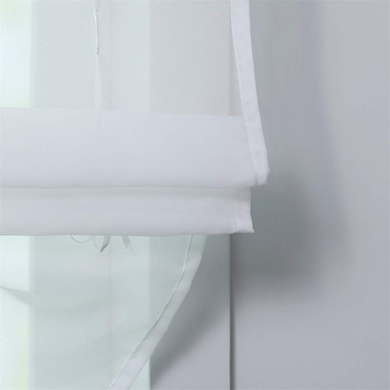 ESLIR Roman Blind with Tabs, Transparent Tab-Top Kitchen Curtains, Modern