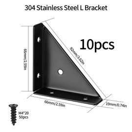 Pack of 10 Angle Metal Corner Brackets Metal Black 90 Degree Corner Connector Angle Furniture Angle Connector Mounting Angle Triangle Corner Angle for Wooden Furniture Tables Cabinets Chair Angle