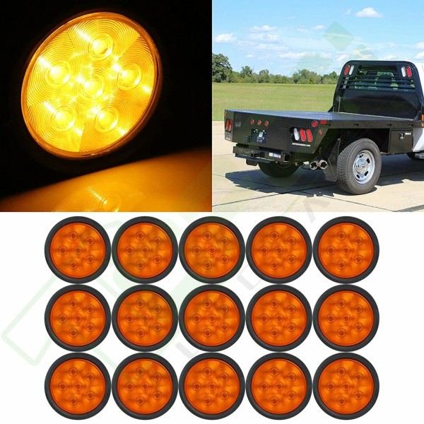 topcnautop 15pcs 6 led yellow shell amber light waterproof side