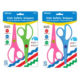 BAZIC Toddler Kids Safety Scissors 5 1/2", School Student Craft Training Scissor Set, Safe Blunt Tip Zigzag Wave Straight Edge (2/Pack), 24-Packs