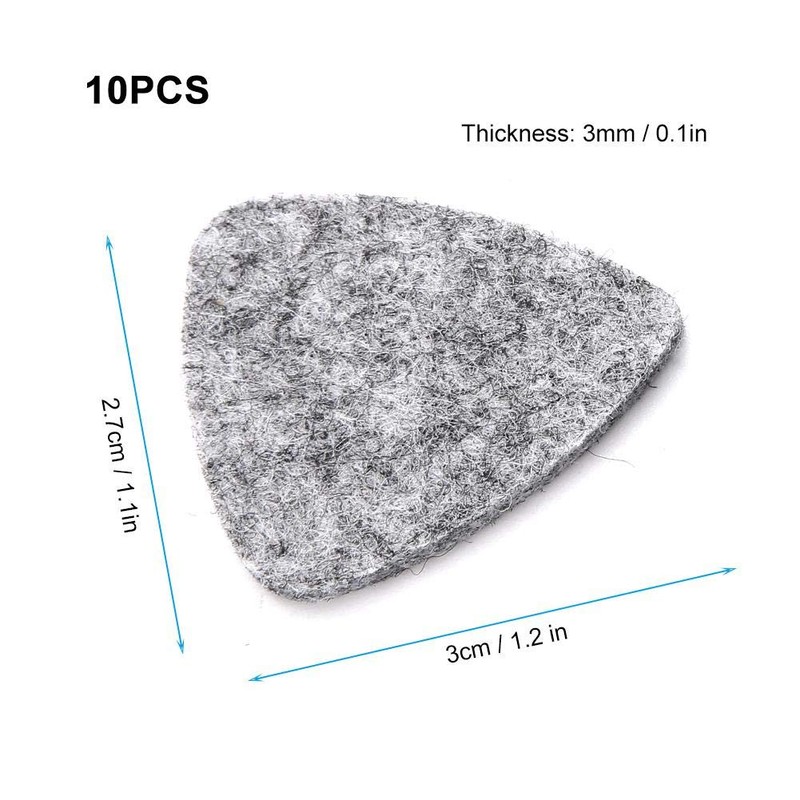 Pack of 10 Wool Felt Picks 3 mm for Guitar