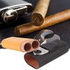 CYSFETENA 2 Finger Cigar Case with Cutter, Black Leather Cigar