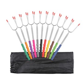 AIYEGO Marshmallow Roasting Sticks 12 Pack, Upgraded Extra Long 45" Stainless Telescoping Hot Dog Roaster Barbecue Forks with S'mores skewers - Suitable for Campfire, Bonfire and Grill