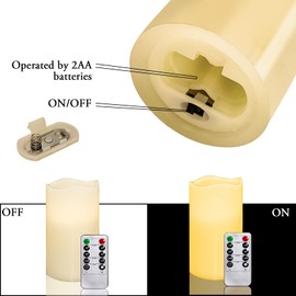 YIWER Flameless Led Candles, Battery Operated with 10-Key Remotes and Cycling 24 Hours Timer for Indoor, Wedding Décor, Exquisite Pack of 1 (Size: Φ 3.15" x H 6",1-Pack)