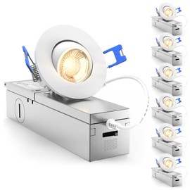 Sunco 6 Pack 2 Inch Gimbal LED Recessed Light, Canless Angled Eyeball Directional Recessed Lighting with Metal Junction Box, 360 LM, 5W, Selectable CCT 2700K/3000K/4000K/5000K/6000K, Dimmable ETL