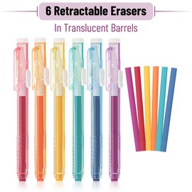 Mr. Pen Retractable Mechanical Eraser Pen, Pack of 6, Vintage Color, Clear Barrel, Artist & Pen Eraser
