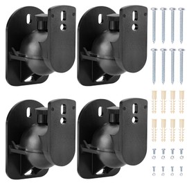 4 Juegos de Soportes de Montaje en Pared para Altavoces, Soportes Universal de Montaje de Altavo en Pared, Soportes para Altavoces de Sonido Envolvente, Soporta hasta 5 Kg, Color Negro
