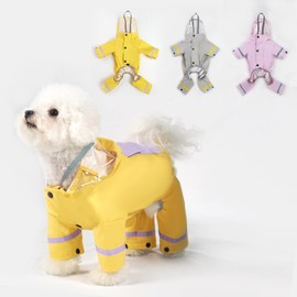 Dog Raincoat,Waterproof Dog Rain Jacket with Hood and Pocket, Puppy Dog Raincoat Clothes with Leash Hole for Small Medium Large Dogs