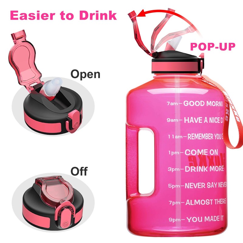 SLUXKE 1 Gallon Water Bottle with Time Marker BPA Free