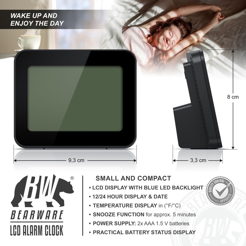 Digital Alarm Clock for Bedrooms, Bedside Clock with 3,5" (9cm)