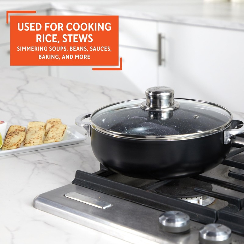 IMUSA 3.2Qt Bistro Ceramic Nonstick Caldero/Dutch Oven with Glass Lid,