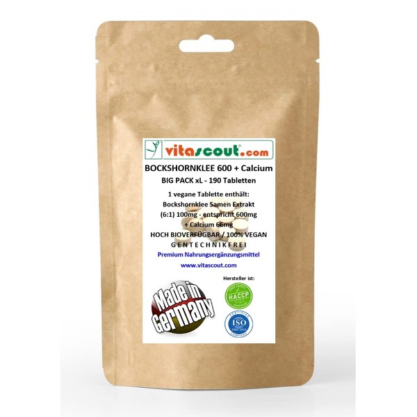 Fenugreek Extract 600 Activated + Calcium - 190 Vegan Tablets