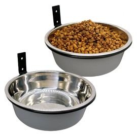 Acsist Wall Mounted Dog Bowls-2 * 36 Oz, Stainless-Steel Raised Adjustable Height Dog Food and Water Bowls, Elevated Pet Comfort Feeding Bowl for Medium Large Dogs Cats