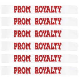 6 Pcs Prom Royalty Sashes with Red Glitter, White Prom Royalty Sash for Prom King and Queen Sashes Cosplay Pageants Prom Party Dance Graduation Party Favors