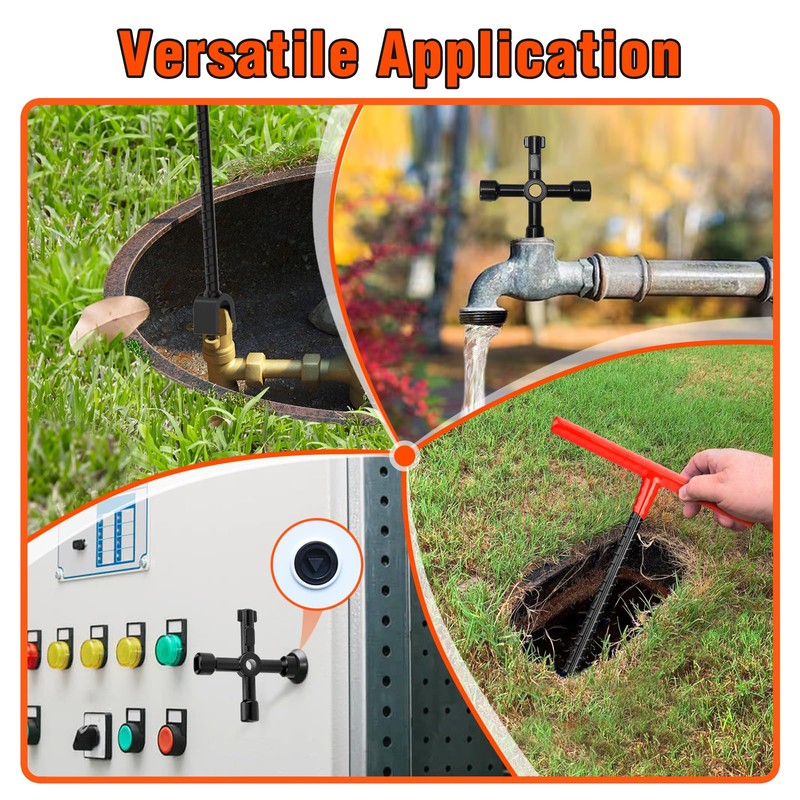 Eapele Water Meter Key 16 inch Enforced Steel T-Handle With