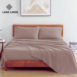 LANE LINEN 100% Organic Cotton Full Sheets Set 4-Piece Pure Percale Long Staple Soft Bedding Breathable Fits Mattress Upto 15" Deep - Lilac