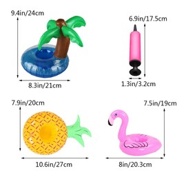 Aoutacc - Juego de 24 soportes flotadores para piscina, cangrejo, flamenco, palmeras, piña, flotadores para bebidas, portavasos para piscina con mini bomba de aire