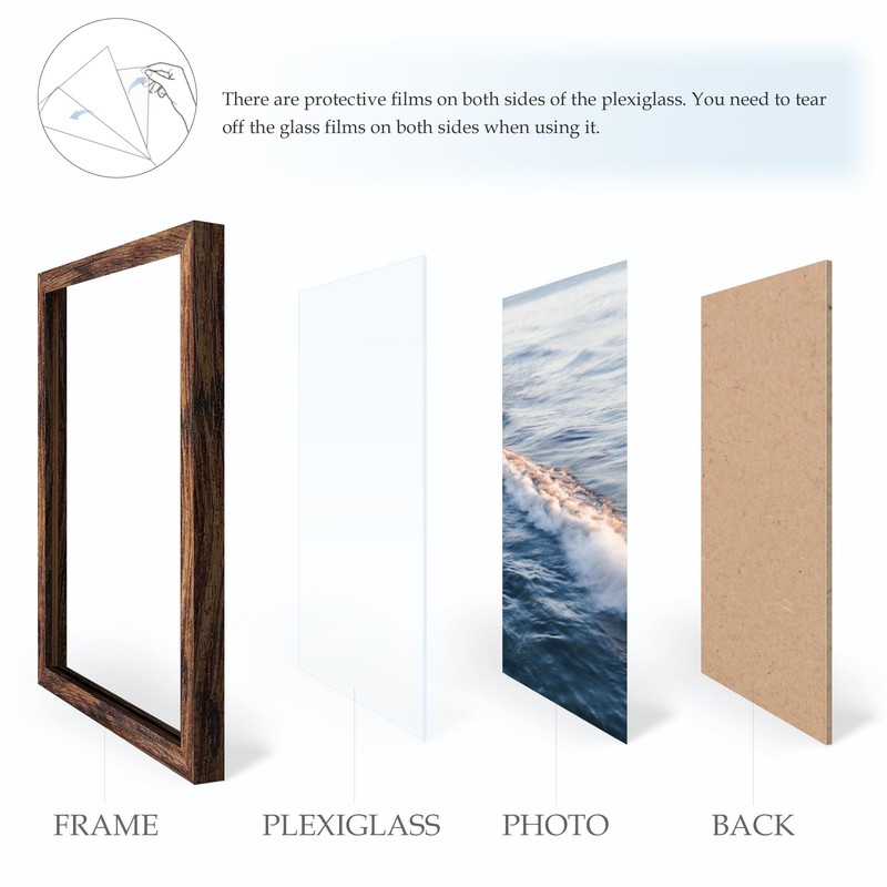 Fisnish 12x16 Picture Frame Brown, Classic Poster Frame for Horizontal