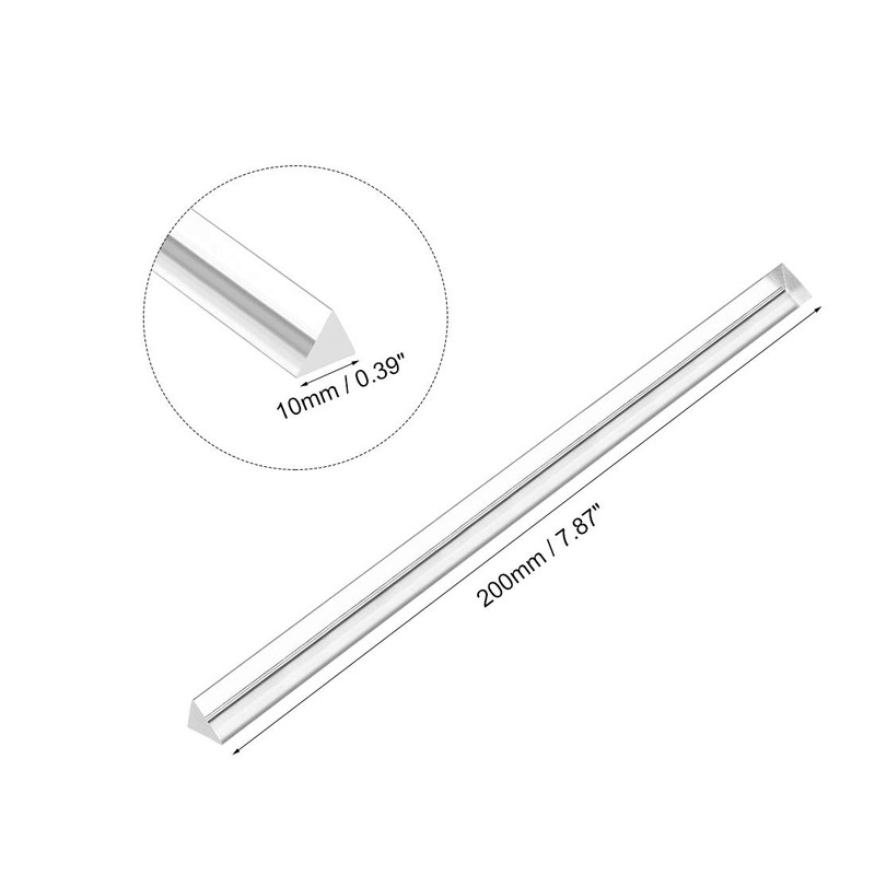 sourcing map 10mmx200mm Transparent Clear Solid Acrylic Triangle Rod PMMA