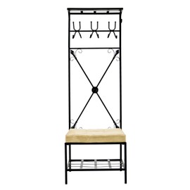 SEI Furniture Bench and Storage Rack, Black Textured Powder-Coat