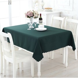 Pbwa Smile Tablecloth, Solid, Simple, Ruffle, Tapple, Fashionable, Rectangle, Square, Christmas, Green, Moss Green, 53.1 x 70.9 inches (135 x 180 cm)