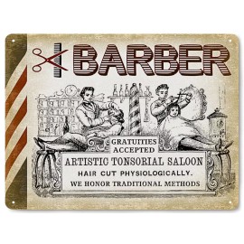 VINTAGE BARBER decor hair salon atique style metal SIGN art 011