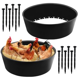 2Pcs Chicken Dust Bath Tub, 25'' D x 5.9'' H, Bottomless Design Chicken Dust Bath Container, Chicken Coop Cleaner Container for Farms, Chicken Coops, Environmental Protection and Easy to Assemble