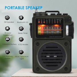 Acogedor Portable Shortwave Radio, FM MW SW WB Receiver Full Band Radio, NOAA Weather Forecast, Pocket Size, Support TF Card